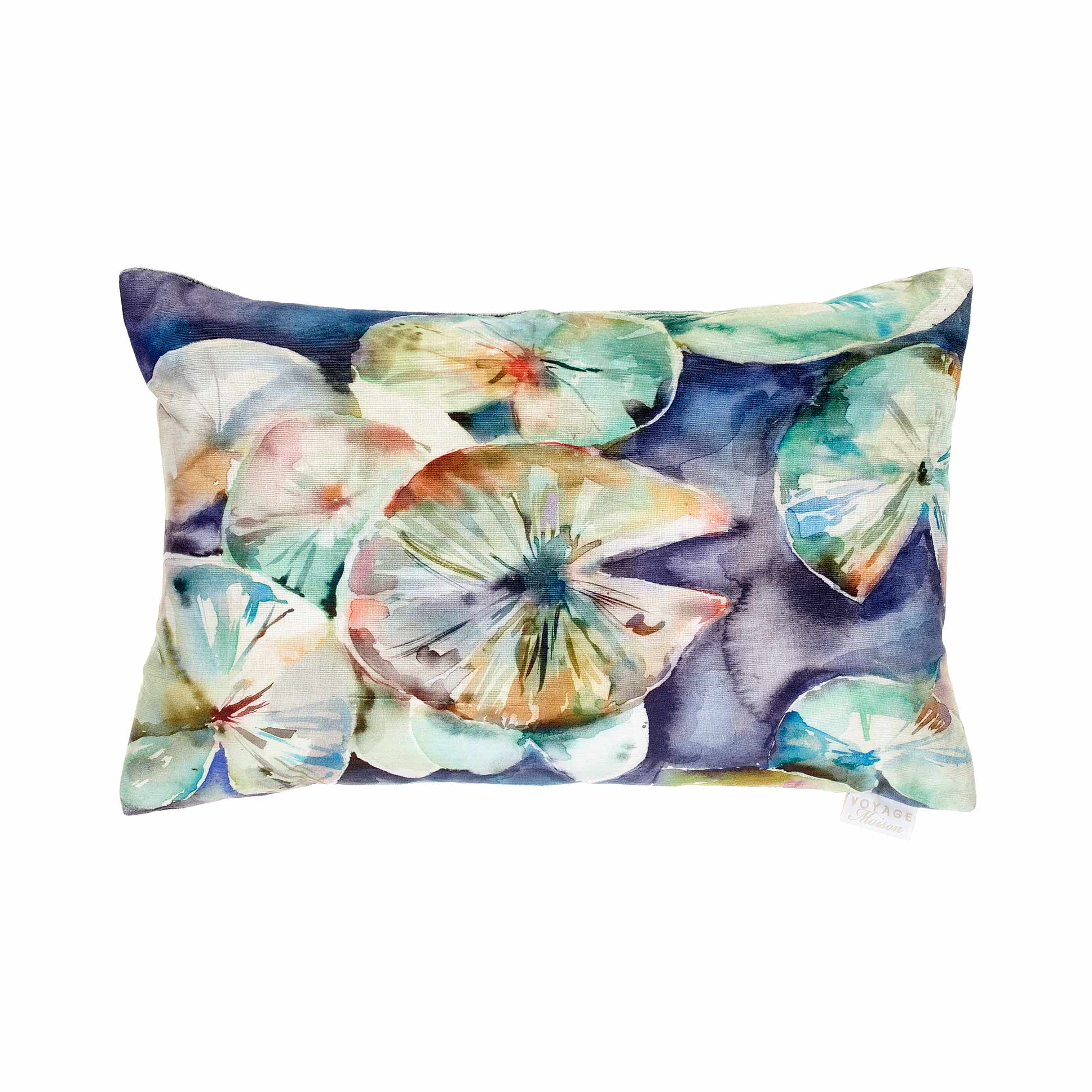 Lily Pad Fig (Cobalt) Velvet Cushion 40x60cm